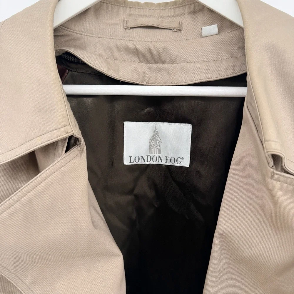 London Fog Vintage Tan Double Breasted Trench Coat with zip in lining